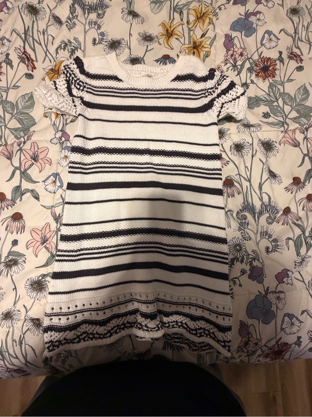 OshKosh B'gosh White and Black Striped Knit Tunic Dress